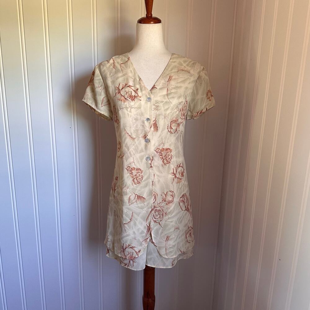 Vintage 90s Cream Floral Romper S